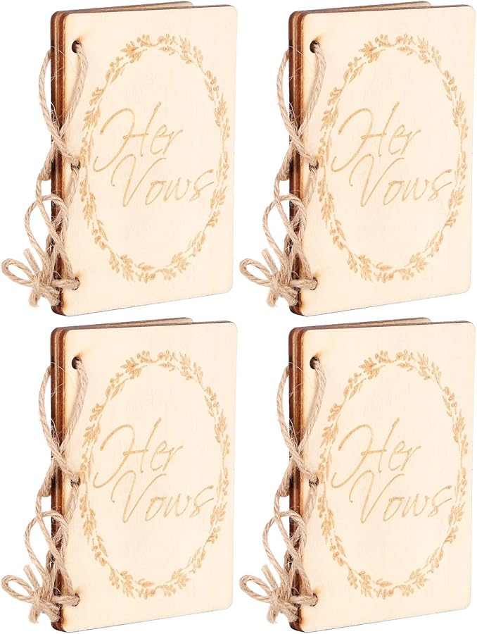 Wedding Vow Book Anniversary Keepsake Gift Wooden Twine Photo Prop 2 Packs Style 1 - Image 1